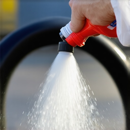 Checking for engine vacuum leaks with soapy water A person performing a soapy water test on car engine hoses to locate a whistling air leak.