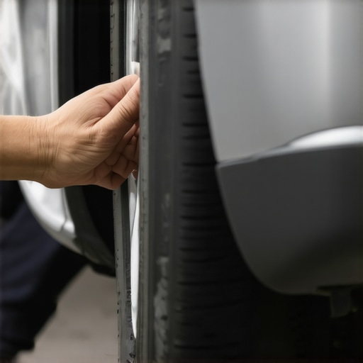 Checking for wheel bearing play with a floor jack Hands shaking a car tire to test for a failing wheel bearing