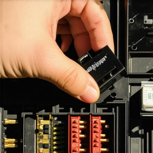 A hand pulling a relay from an automotive fuse box to stop a cooling fan.