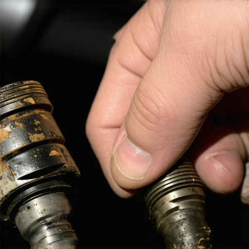 Close-up of a dirty PCV valve vs a new one