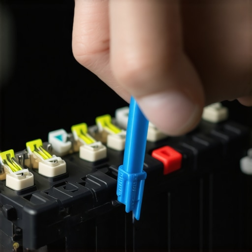 Checking the fuse for power mirror repair A person pulling a fuse from a car fuse box to check for electrical issues.