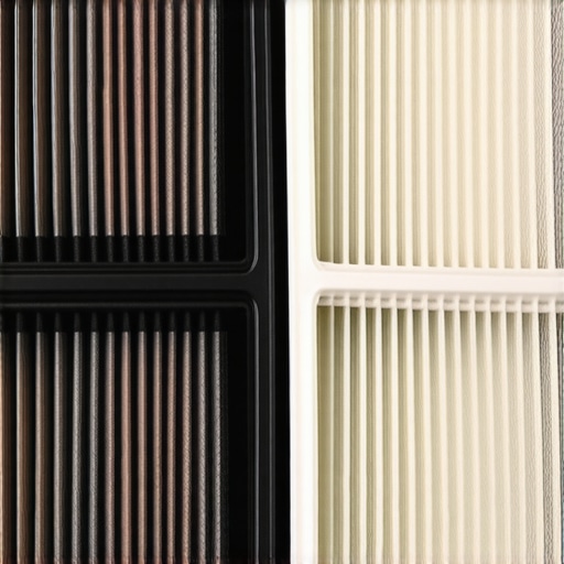 A side-by-side comparison of a clogged engine air filter and a new clean one.