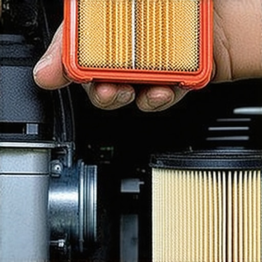 Comparison of high-quality vs cheap oil filters A mechanic comparing a damaged cheap oil filter with a new high-quality one in an engine bay.