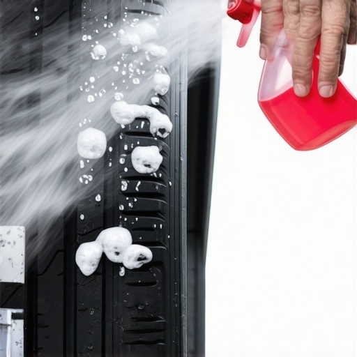 DIY Tire Leak Soap Test Applying soapy water to a car tire to find an air leak puncture