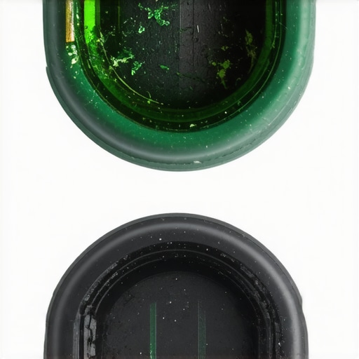 Close up of a weathered gas cap gasket with cracks next to a new supple seal.
