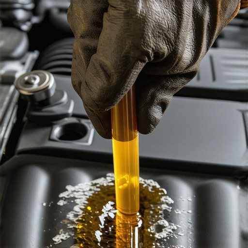 Close-up of creamy oil on a dipstick indicating a failed head gasket and coolant mixing.