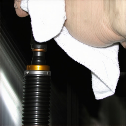 Checking a shock absorber for oil leaks by wiping it clean