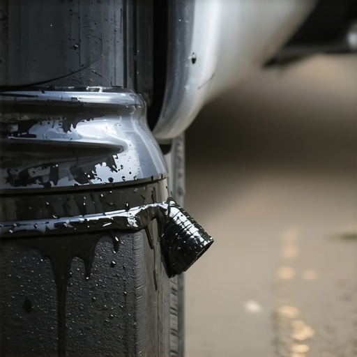 Diagnosing a Torn CV Boot with Leaking Grease A heavily damaged and torn CV axle boot leaking black grease onto a car's suspension.