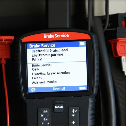 An automotive scan tool performing electronic parking brake diagnostics on a modern car.