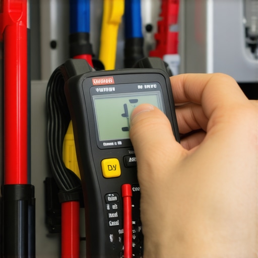 Digital Multimeter Sensor Testing Testing a car sensor with a digital multimeter for voltage accuracy.