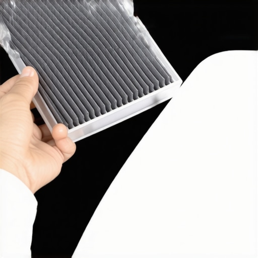 Dirty vs Clean Cabin Air Filter Comparison Comparison between a clogged dirty cabin air filter and a new clean one showing the importance of replacement.
