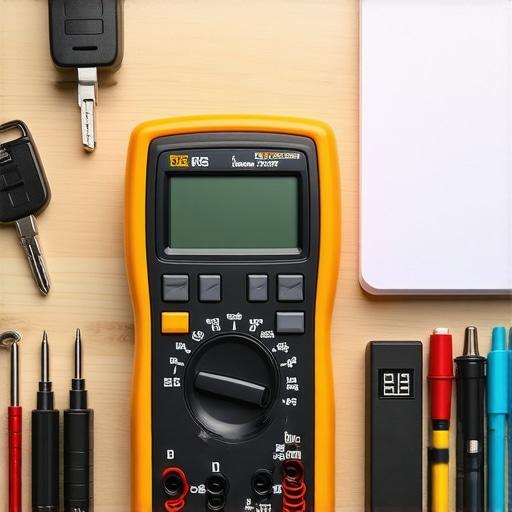 Essential Automotive Diagnostic Tools A digital multimeter and OBDII scanner used for vehicle diagnostics