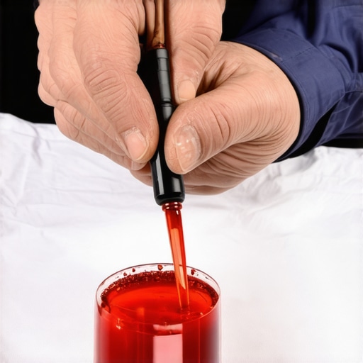 Inspecting transmission fluid quality A close-up view of transmission fluid on a cloth to check for color and burnt smell diagnostics.