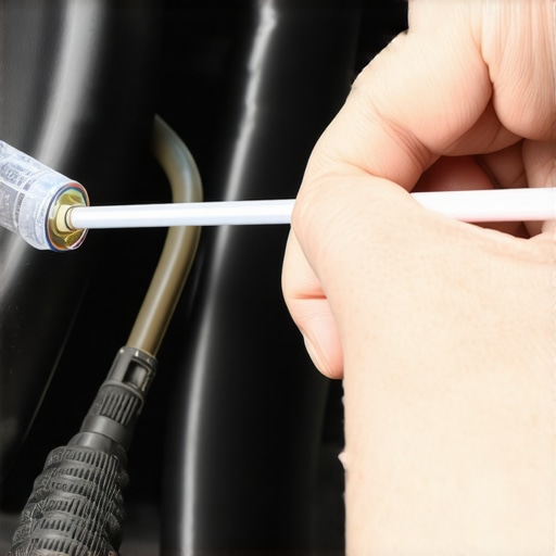 Person spraying dry graphite into a car ignition to fix a stuck key