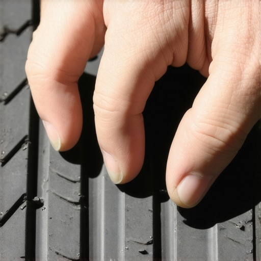 Manual Tire Tread Inspection for Uneven Wear Hand feeling for cupped or feathered tire tread pattern