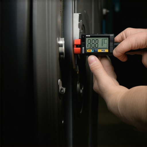 Measuring Brake Rotor Runout with a Dial Indicator A digital dial indicator tool being used to check the precision and runout of a vehicle's brake rotor in a workshop.