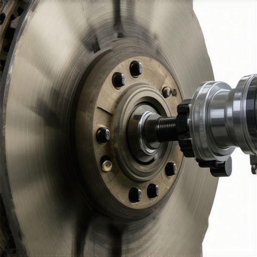 Measuring Disc Thickness Variation on a Rotor A mechanic measuring brake rotor thickness to diagnose vibration issues and pad material transfer.
