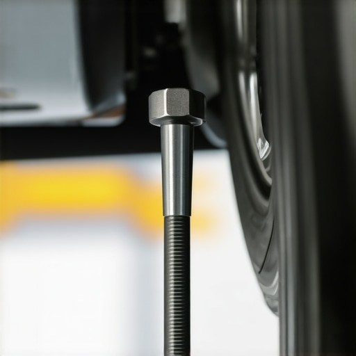 Mechanic tightening subframe bolts to prevent cradle shift A close up of a mechanic inspecting and tightening the engine subframe to stop a car from pulling under load.