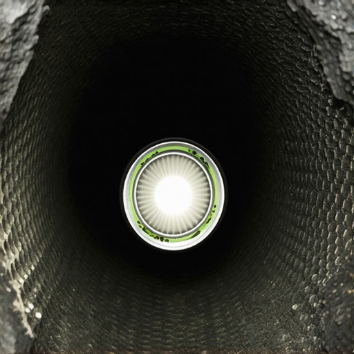 Close-up view of a clogged and melted ceramic honeycomb inside a failed catalytic converter.