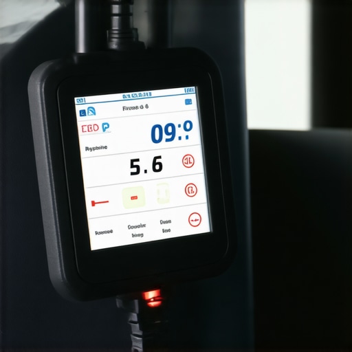 A mechanic using a high-end OBD2 scanner to check engine health.