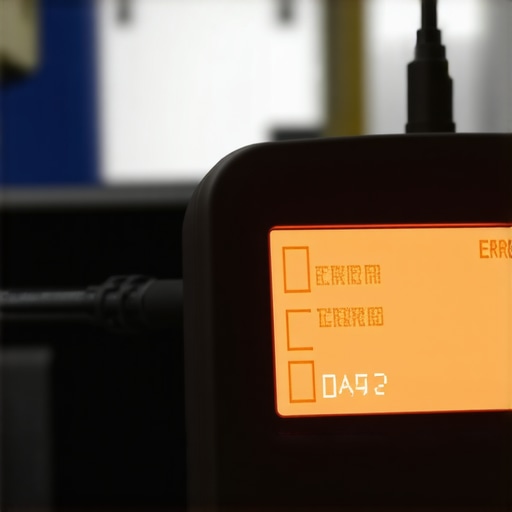 Modern Vehicle Diagnostic Scanner showing Error Code A mechanic using a diagnostic scanner on a car dashboard to identify a trouble code