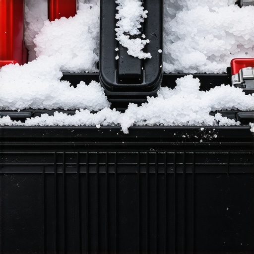 Preventing car battery corrosion in winter Close up of corroded car battery terminals in cold weather