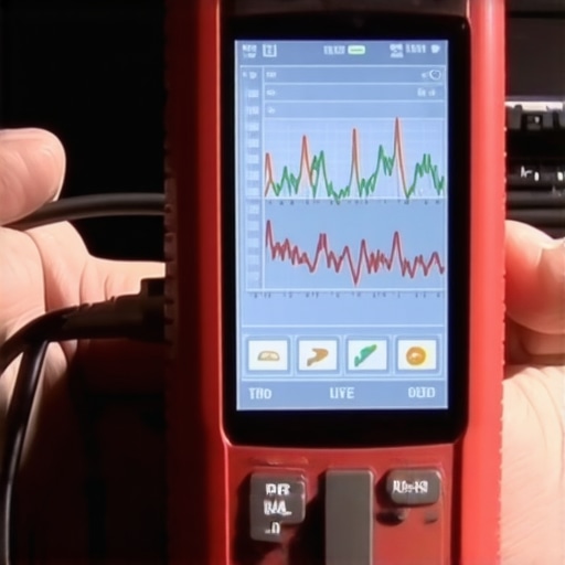 A mechanic using a bi-directional scan tool to diagnose vehicle systems.