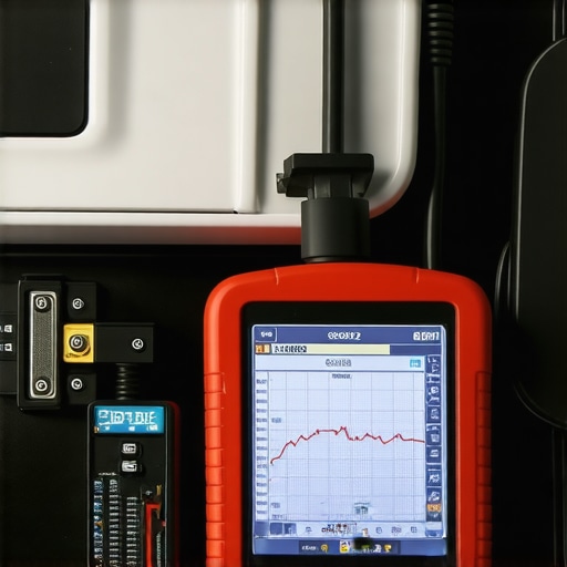 Professional Bidirectional Diagnostic Tool Close-up of a mechanic using an advanced OBD2 scanner to check live engine data.