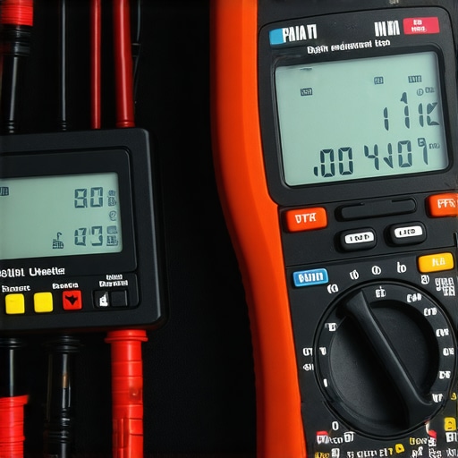 Professional Diagnostic Tools for Vehicle Maintenance A digital multimeter and scan tool being used for vehicle diagnostics