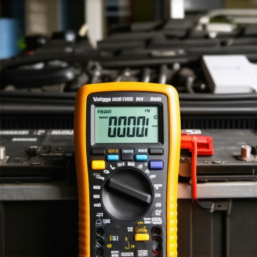 Professional Digital Multimeter for Car Diagnostics Mechanic using a digital multimeter to test a car battery