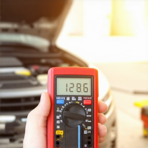 Using a multimeter to check car battery voltage for diagnostic accuracy