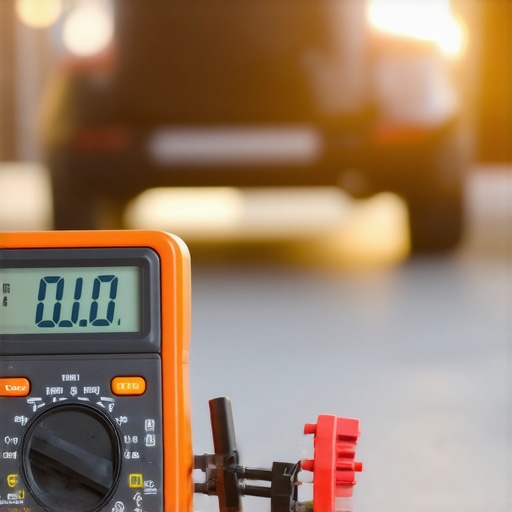 A technician using a digital multimeter to diagnose electrical issues in a car fuse box.