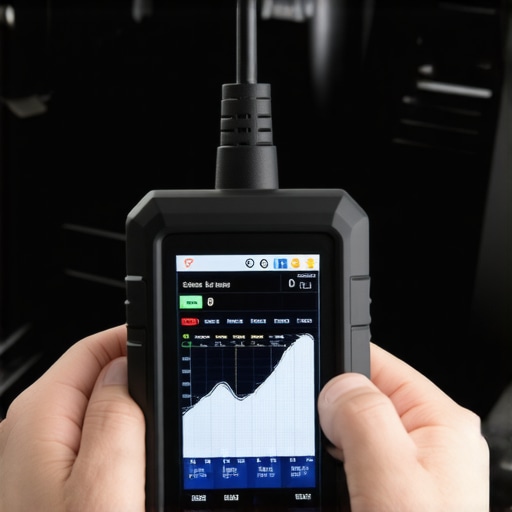 Professional OBD-II Diagnostic Scan Tool A mechanic using a bidirectional scan tool to monitor live engine data and fuel trims.