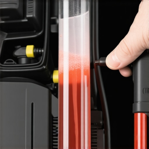 A mechanic using a Mityvac vacuum pump to remove air from a car power steering system.