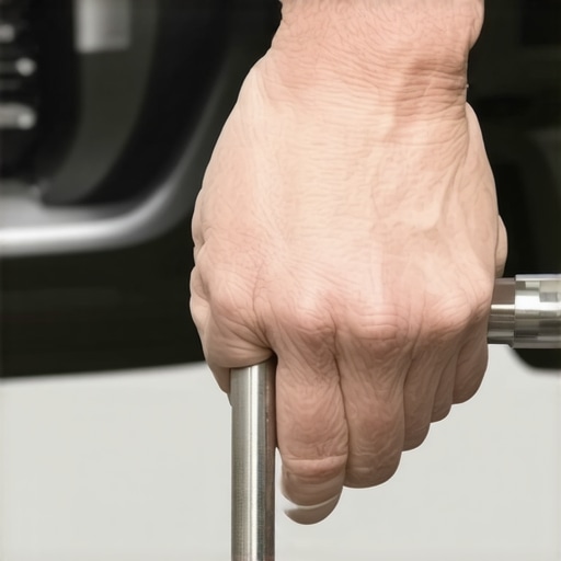 Professional Pry Bar Suspension Check Mechanic using a pry bar to diagnose a failing ball joint