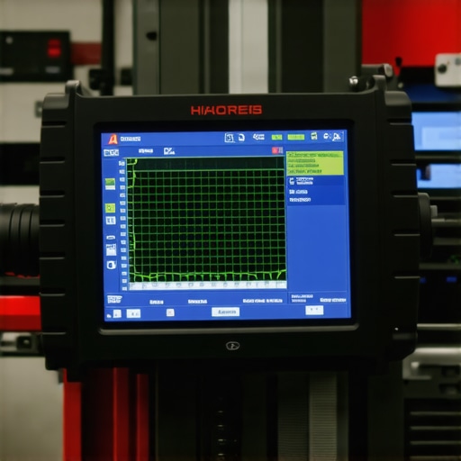 A professional mechanic using a diagnostic scanner to check engine live data.