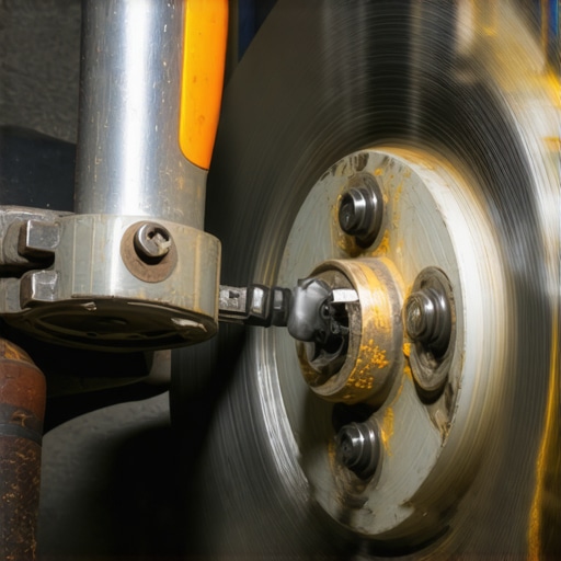 Mechanic cleaning rust from a wheel hub for brake service