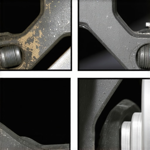 Properly Lubricated vs Corroded Caliper Pins Comparison of a stuck corroded brake caliper pin and a serviced lubricated pin for brake maintenance.