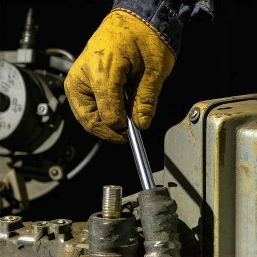 Mechanic replacing a faulty oil pressure sender to fix a dancing dashboard gauge