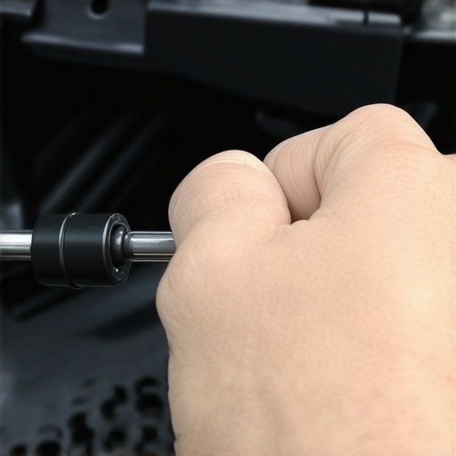 Close-up of a DIY car repair showing the removal of a dashboard actuator motor.