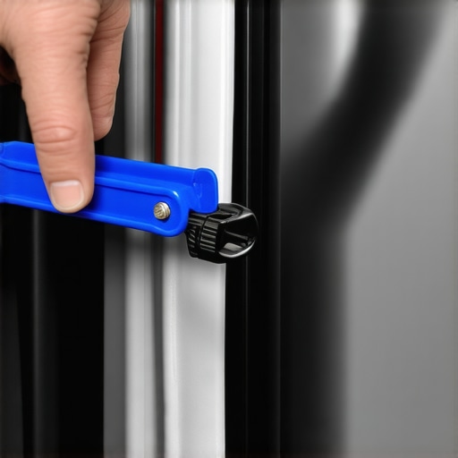 A person using a plastic pry tool to remove a car door interior panel for repair.