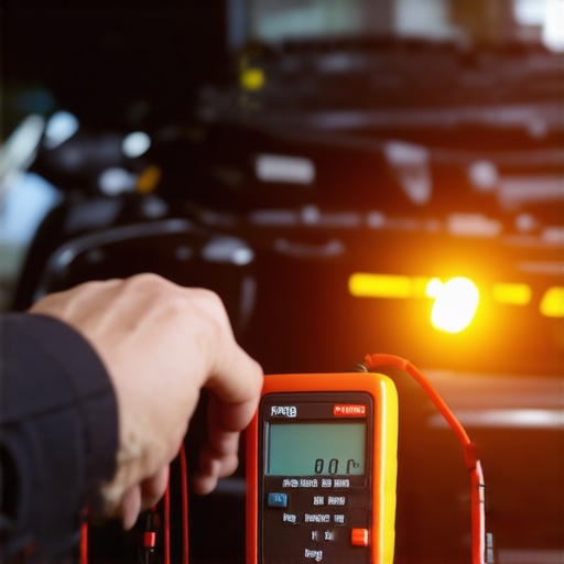 Testing Alternator Voltage for Idle Vibration Mechanic using a multimeter to check the electrical load and alternator health on a vibrating vehicle.