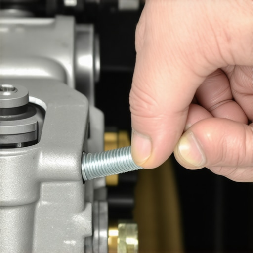 Mechanic checking a fuel pressure regulator for leaks by removing the vacuum hose.