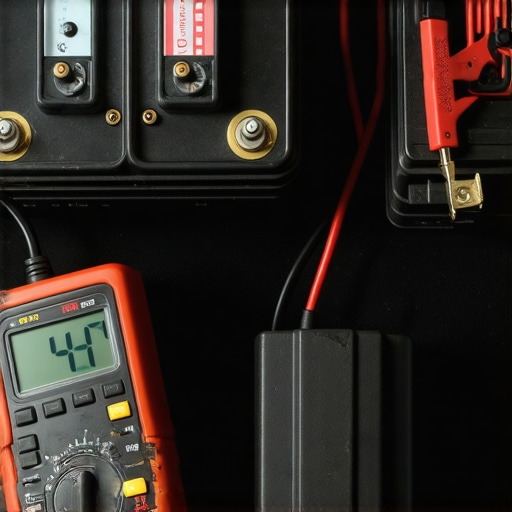 Testing a swollen car battery with a multimeter Multimeter testing a car battery for overcharging issues