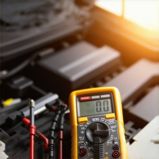 Testing an Alternator for Back-feed Current A digital multimeter being used to check for electrical back-feed in a car engine bay.
