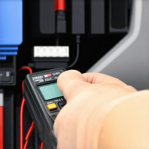 Close-up of electrical diagnostics on a car relay circuit.