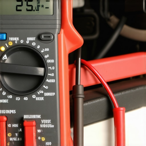 Testing for Parasitic Drain with a Multimeter A digital multimeter showing a low milliamp reading during a vehicle electrical test.