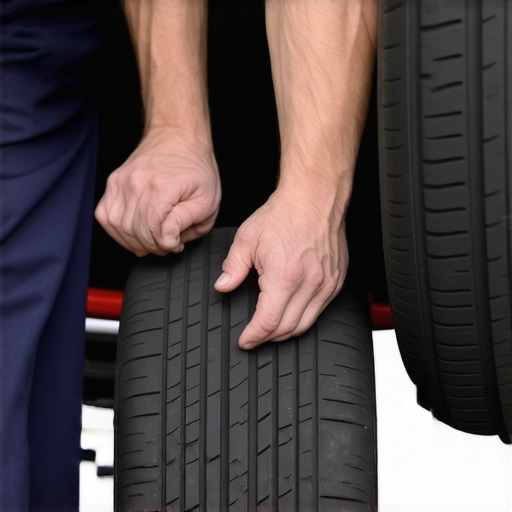 Mechanic performing a manual wheel bearing and suspension check