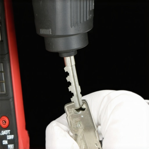 A technician using a multimeter to diagnose an ignition switch problem behind the steering wheel.