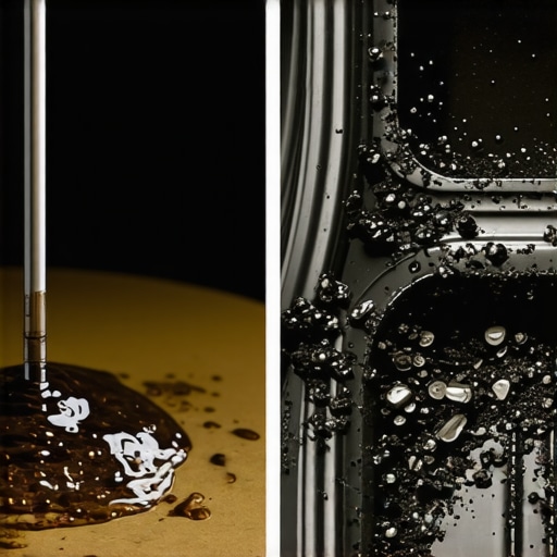 Comparison of clean transmission dipstick and dirty transmission pan sludge